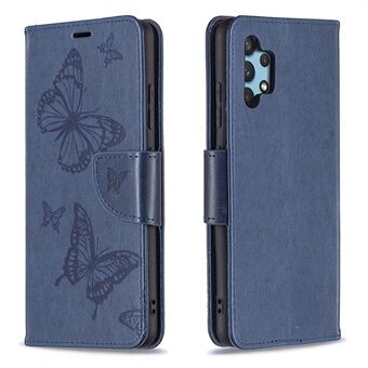 Imprint Butterfly Leather Wallet Case for Samsung Galaxy A32 4G (EU-versjon)
