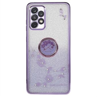 For Samsung Galaxy A32 4G (EU-versjon) / A32 5G / M32 5G Glitter Gradient TPU-deksel Rhinestone Flower Cover med Kickstand