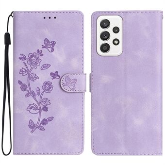 For Samsung Galaxy A32 4G (EU-versjon) telefondeksel i skinn Flower Imprint Stand med lommebok