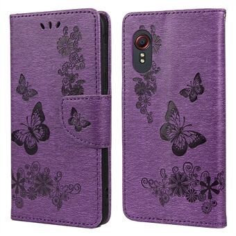 Imprint Butterfly Flower Lommebokveske med Stand til Samsung Galaxy Xcover 5