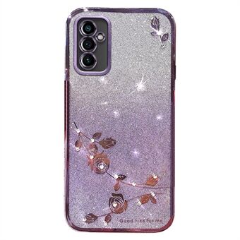 For Samsung Galaxy A82 5G Gradient Glitter Powder TPU-deksel Rhinestone Dekor Blomstermønster Telefonskall