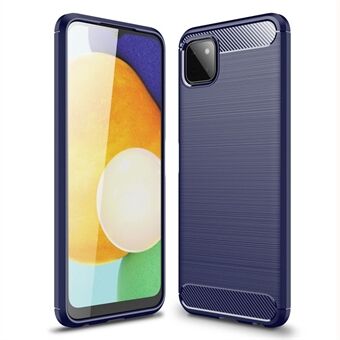 For Samsung Galaxy A22 5G (EU-versjon) Anti- Scratch TPU-beskyttelsesveske Anti-fingeravtrykk karbonfiber børstet telefondeksel