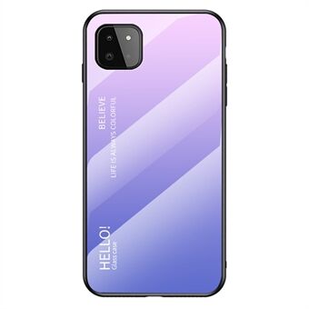 Godt beskyttet anti- Scratch herdet glass Fargegradient Design Mobiltelefon bakdeksel for Samsung Galaxy A22 5G (EU-versjon)