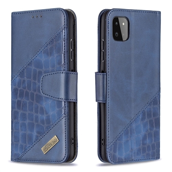 BF04 Crocodile Texture Splicing PU Leather Phone Case for Samsung Galaxy A22 5G (EU-versjon)