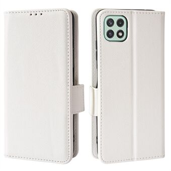 Støtsikker Litchi Texture PU-skinn telefondeksel + TPU-veske Lommebokskall med horisontalt Stand for Samsung Galaxy A22 5G (EU-versjon)