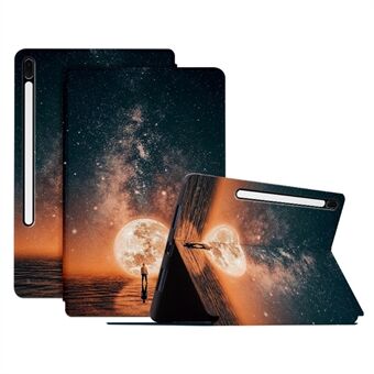 For Samsung Galaxy Tab S7 FE / Tab S7 Plus / Tab S8+ veskemønsterutskrift PU-skinndeksel med Stand