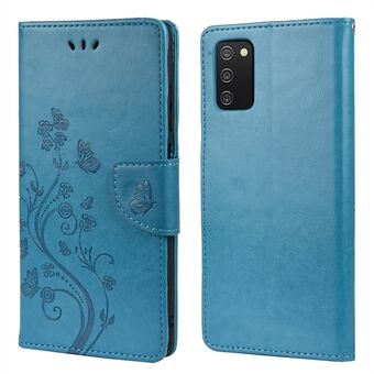 Butterfly Flower Imprint PU-lommeboktelefonstativdeksel for Samsung Galaxy Stand (166,5 x 75,98 x 9,14 mm)