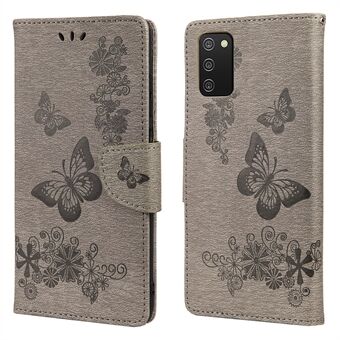 Imprint Butterfly Flower Lommebokveske med Stand for Samsung Galaxy A03s (166,5 x 75,98 x 9,14 mm)
