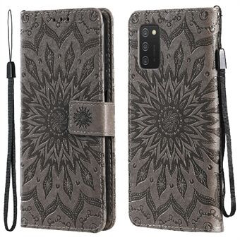 KT Imprinting Flower Series-1 Sunflower Pattern Imprinted Leather Wallet Stand Phone Case Shell for Samsung Galaxy A03s (166,5 x 75,98 x 9,14 mm)