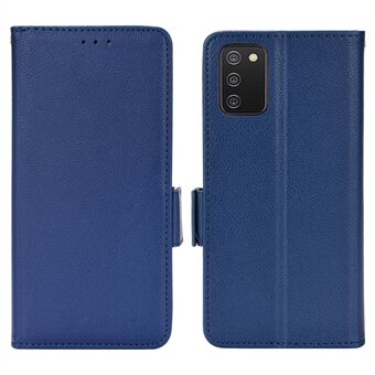 For Samsung Galaxy A03s (166,5 x 75,98 x 9,14 mm) Dobbel magnetiske låser Fall-sikker Litchi tekstur PU skinn lommebok deksel Stativ mobiltelefonveske