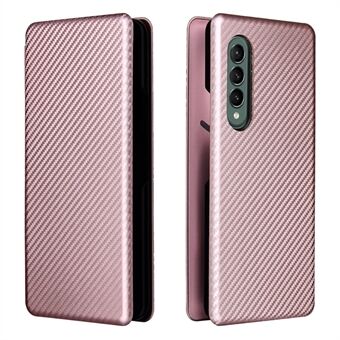 For Galaxy Z Fold3 5G skinntelefonveske Karbonfiberabsorberende magnetisk lukking med kortspor og Ring