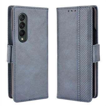 Magnetisk sidespenne Retro Texture Lær Stand Lommebok Telefon Flip Case Cover Shell for Samsung Galaxy Z Fold3 5G