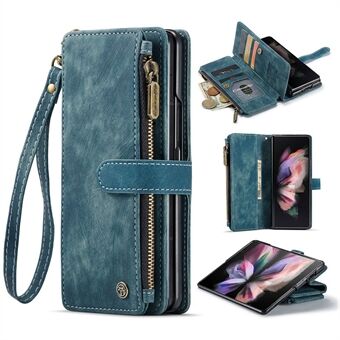 CASEME C30-serien for Samsung Galaxy Z Fold3 5G lommebok med glidelås støtsikker PU-skinn Flere kortspor Stand Telefondeksel