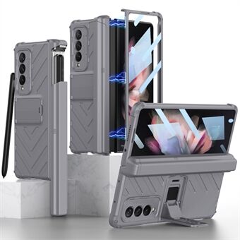 GKK Hard PC-telefondekselveske for Samsung Galaxy Z Fold3 5G, usynlig Kickstand Design Magnetisk sammenleggbar telefonveske med herdet glassfilm