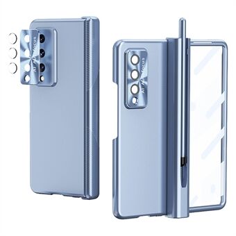 For Samsung Galaxy Z Fold3 5G Hinge + Stylus Pen Design Elektroplettering Hard PC-linsebeskyttelse Telefonveske med skjermbeskytter i herdet glass