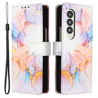 YB-mønsterutskrift skinn Series-5 for Samsung Galaxy Z Fold3 5G Flip Folio lommebokdeksel PU-skinntrykt Stand Telefonveske med stropp