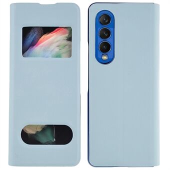 For Samsung Galaxy Z Fold3 5G View Window Flip Phone Case Litchi Texture PU Lær Innvendig Hard PC Støtsikkert deksel