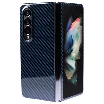 For Samsung Galaxy Z Fold3 5G Aramid Fiber Deksel Glossy Carbon Fiber Texture Mobiltelefonveske - Glossy Blue