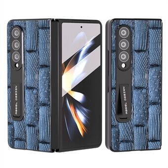 ABEEL For Samsung Galaxy Z Fold3 ekte kuskinn+PC-telefonveske Mahjong Texture Kickstand Folding Cover-veske med skjermfilm