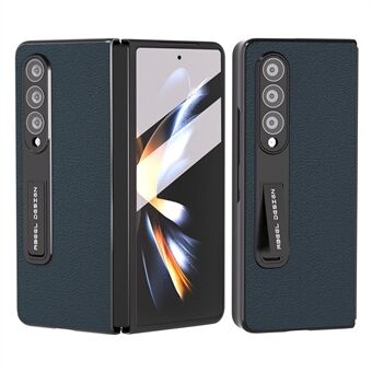 ABEEL For Samsung Galaxy Z Fold3 5G ekte kuskinn+PC Anti-Drop-veske Kickstand Sammenleggbart telefondeksel med skjermfilm