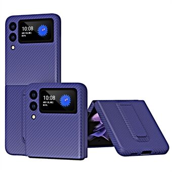 Karbonfibertekstur PU-skinn + hardt PC-skall Ultratynt, slankt, beskyttende telefondeksel med støtte for Samsung Galaxy Z Flip3 5G