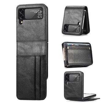 For Samsung Galaxy Z Flip3 5G lommebokkortspor Design Anti-dråpe anti-fingeravtrykk Slitesterk PU-skinn telefondeksel