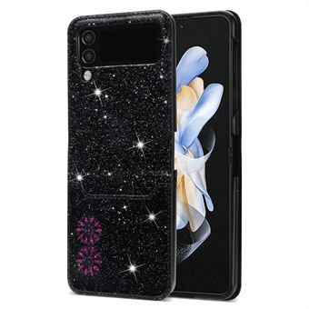 For Samsung Galaxy Z Flip3 5G kortspor Design Laser Carving Glitrende Starry PU-skinnbelagt hard PC-veske Støtsikkert bakdeksel