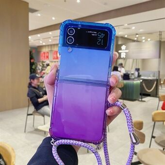 For Samsung Galaxy Z Flip3 5G Gradient Color TPU-telefonveske Fallsikkert bakdeksel med snor