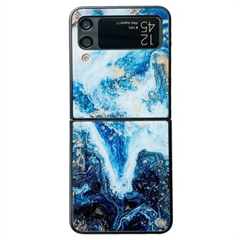 For Samsung Galaxy Z Flip3 5G telefondeksel med marmormønster Glass+PC-beskyttende telefondeksel