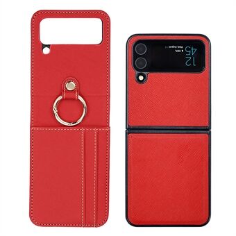 Cross Texture Magnetic Phone Case for Samsung Galaxy Z Flip3 5G , kortspordesign slankt PU-skinn+PC-telefondeksel