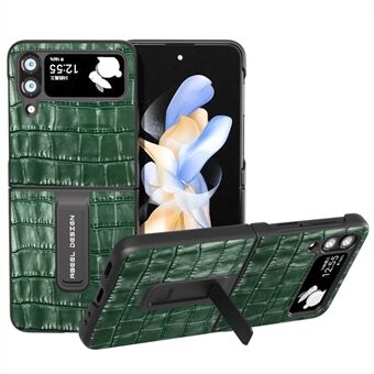 ABEEL For Samsung Galaxy Z Flip3 5G Kickstand telefonveske Crocodile Texture Kuskinn skinnbelagt PC-deksel