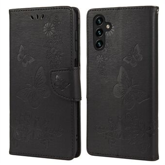 Butterflies Flower Imprinted Wallet Stand Leather Cover Case for Samsung Galaxy A13 5G / A04s 4G (164,7 x 76,7 x 9,1 mm)