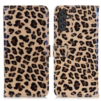 All-inclusive Leopard Print Lommebok Design Telefon Protector Stand Cover for Samsung Galaxy A13 5G / A04s 4G (164,7 x 76,7 x 9,1 mm)
