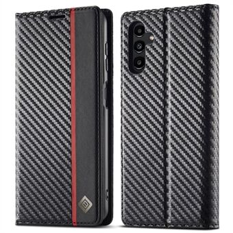 LC.IMEEKE Carbon Fiber Texture Stand Design PU-skinn Magnetisk automatisk lukkende telefondeksel for Samsung Galaxy A13 5G / A04s 4G (164,7 x 76,7 x 9,1 mm)