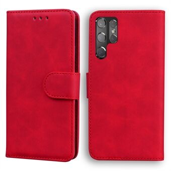 Anti-slipp telefonbeskyttende skall i vanlig skinn med Stand og lommebok for Samsung Galaxy S22 Ultra
