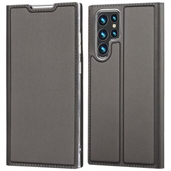 For Samsung Galaxy S22 Ultra 5G kortholder Design PU-skinnbeskyttelsesveske med Stand Godt beskyttet telefonskall - grå