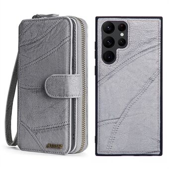 MEGSHI 004-serien for Samsung Galaxy S22 Ultra 5G Avtakbar 2-i-1 design lommebok med Stand -skinnstativ vertikalt flip-telefondeksel
