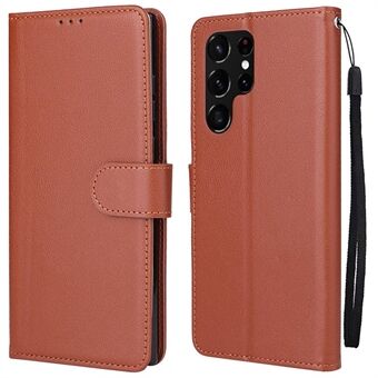Anti-fall Stand for Samsung Galaxy S22 Ultra 5G, Folio Flip PU Leather Wallet Mobiltelefonveske med snor