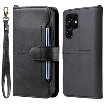 KT Leather Series-4 for Samsung Galaxy S22 Ultra 5G 2-i-1 avtagbar telefonveske i PU-skinn Sammenleggbart Stand lommebokdeksel med stropp