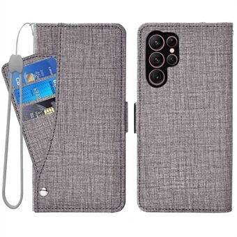 For Samsung Galaxy S22 Ultra 5G Jean Cloth Texture Magnetisk lukkende telefonveske Roterende kortspor Design Lommebok lærbeskytter med Stand