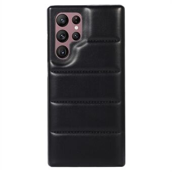 For Samsung Galaxy S22 Ultra 5G Down Soft Touch jakke 3D-beskyttelsesdeksel PU-skinnbelagt PC Anti- Scratch Telefonveske