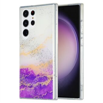For Samsung Galaxy S22 Ultra 5G marmormønster IMD telefondeksel TPU+PC galvanisering telefondeksel - marmormønster