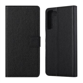 Litchi Skin Stand Lær lommebokveske Full dekning Magnetisk lås Mobiltelefon Protector Shell for Samsung Galaxy S22 5G