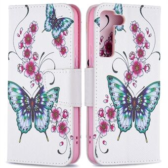 Mønsterutskrift PU-skinn Flip Case Stand Magnetlukking Beskyttende lommebok telefondeksel for Samsung Galaxy S22 5G