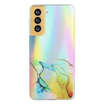 Stilig lys slank fargerik laserpreging marmormønster mykt vridd TPU-telefondeksel til Samsung Galaxy S22 5G