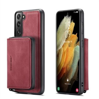 JEEHOOD Kickstand Design Lærbelagt TPU-telefonveske med avtakbar magnetisk glidelåslommebok for Samsung Galaxy S22 5G
