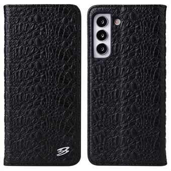 FIERRE SHANN for Samsung Galaxy S22 5G topplag kuskinn Krokodilletekstur Stand Magnetisk telefonveske