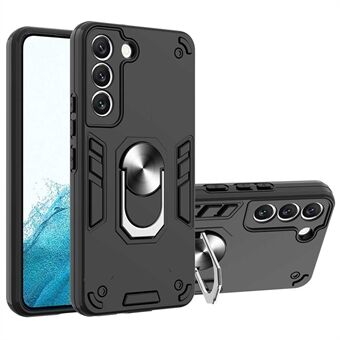 YB PC Series-1 for Samsung Galaxy S22 5G Case Ring Magnetic Kickstand PC + TPU Dual Layer Shock Absorption Protective Phone Cover