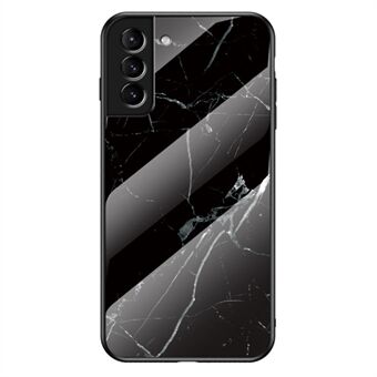 Marmormønsterdesign Myk TPU støtfangerramme Hud hardt herdet glass bakdeksel for Samsung Galaxy S22 5G