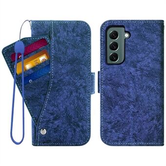 For Samsung Galaxy S22 5G Vann-blekk maling tekstur PU lærveske Stand Magnetisk støtsikkert beskyttende lommebokdeksel med roterende kortspor